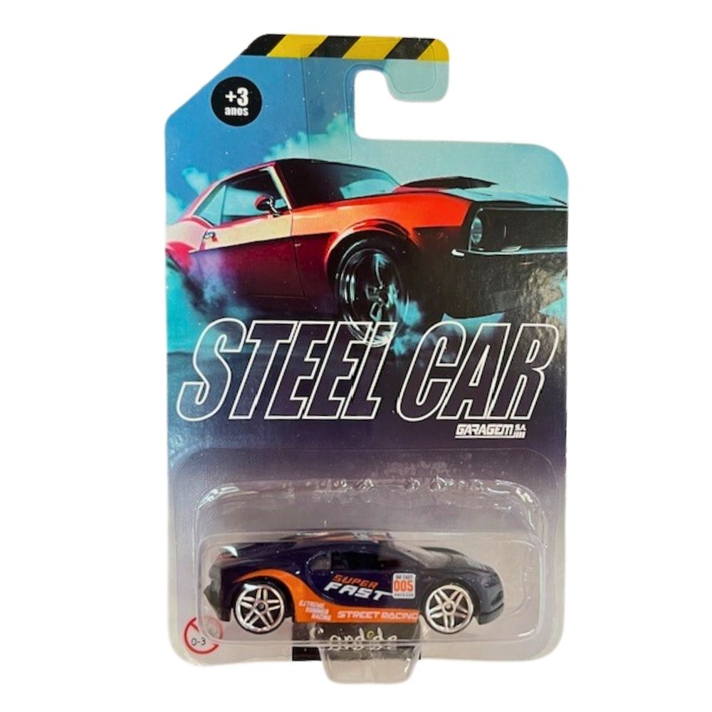 Mini Carrinho Die Cast Garagem S.A. - Esportivo Azul e Laranja - Imagem 4