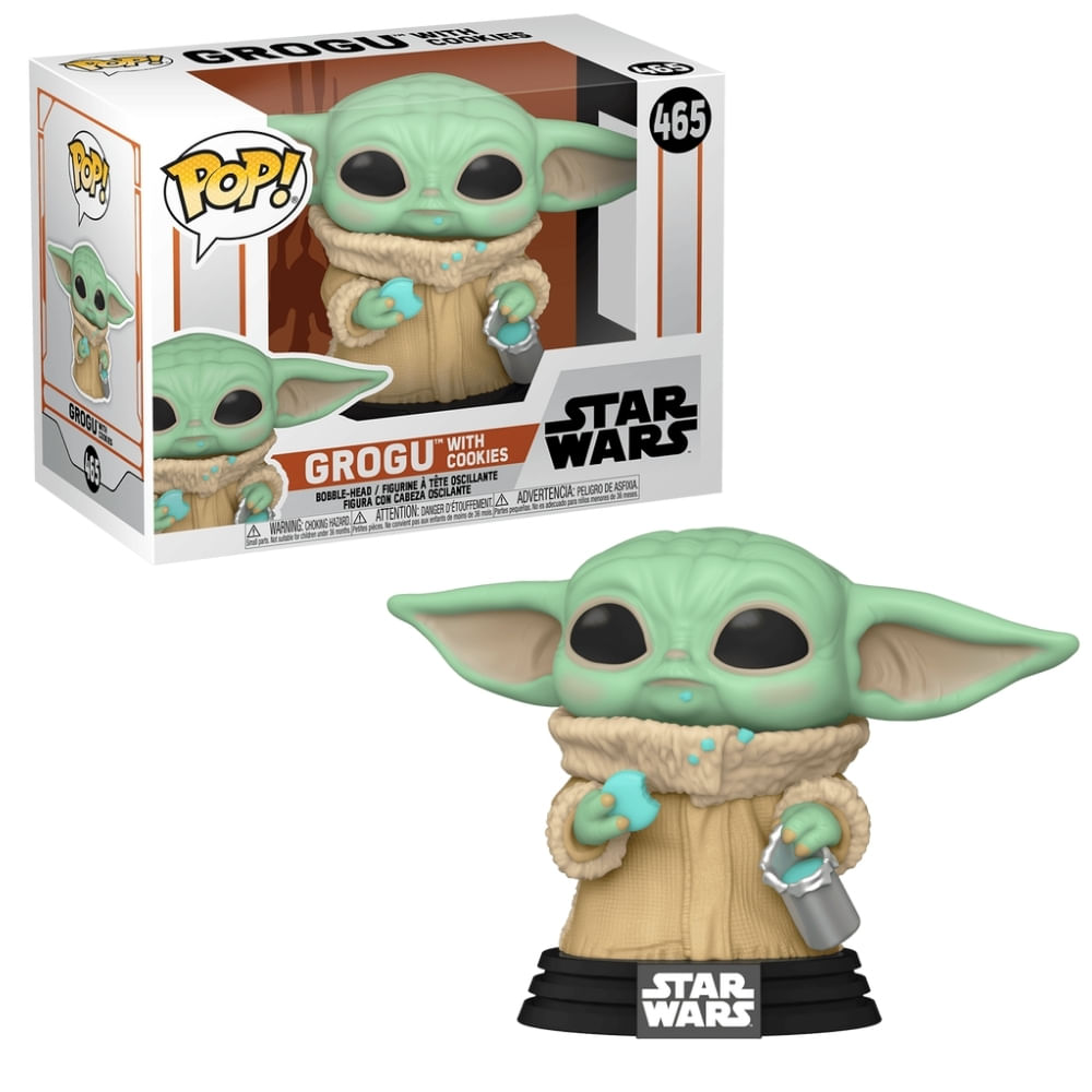 Boneco Funko Pop! Star Wars Mandalorian - Baby Yoda com Cookie