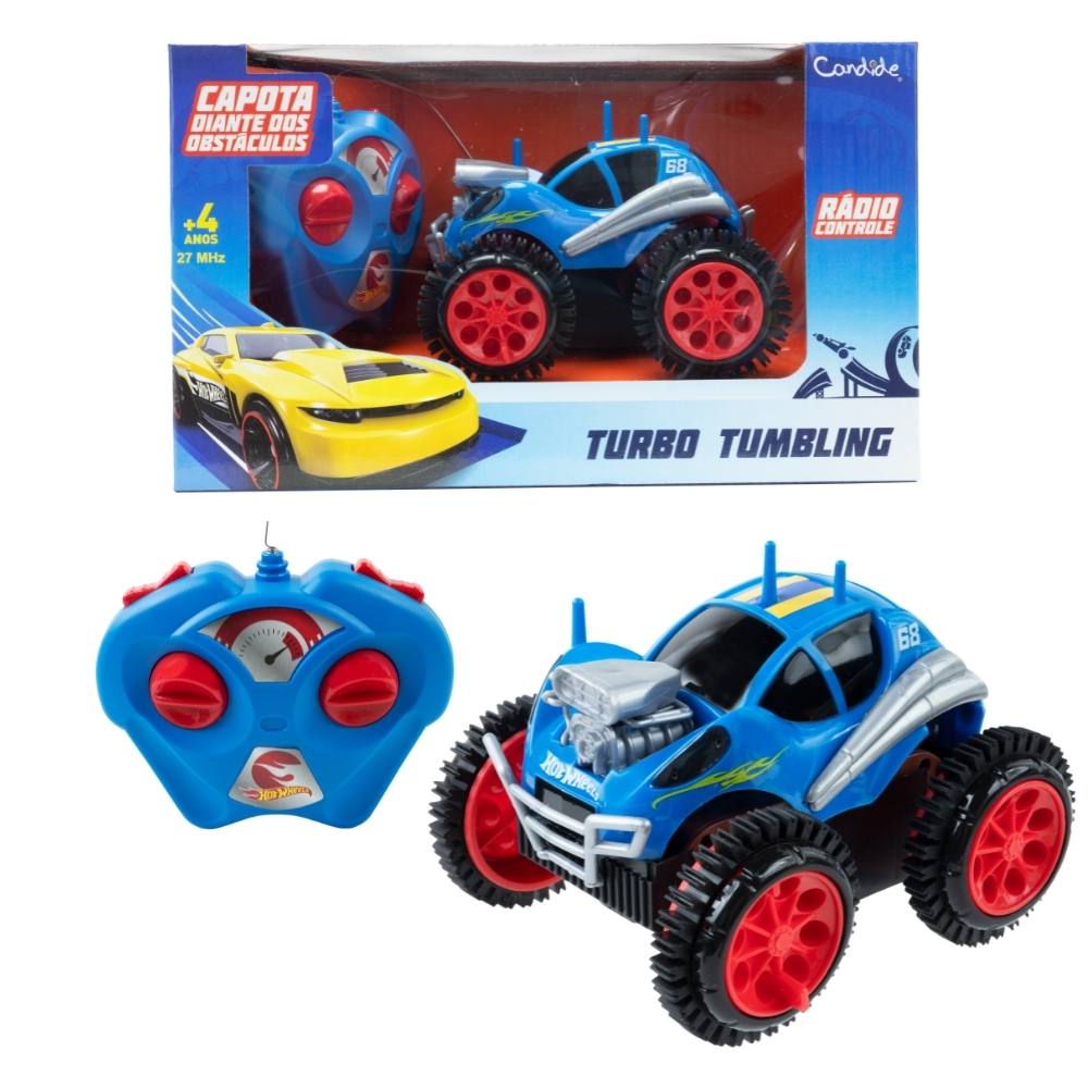 Carrinho de Controle Remoto Hot Wheels Turbo Tumbling - Azul - Imagem 2