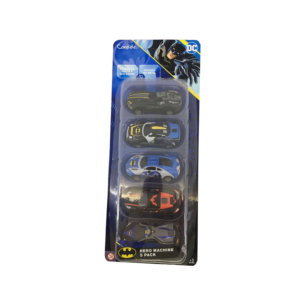 Kit com 5 Mini Carrinhos Pull Back Batman - Imagem 3