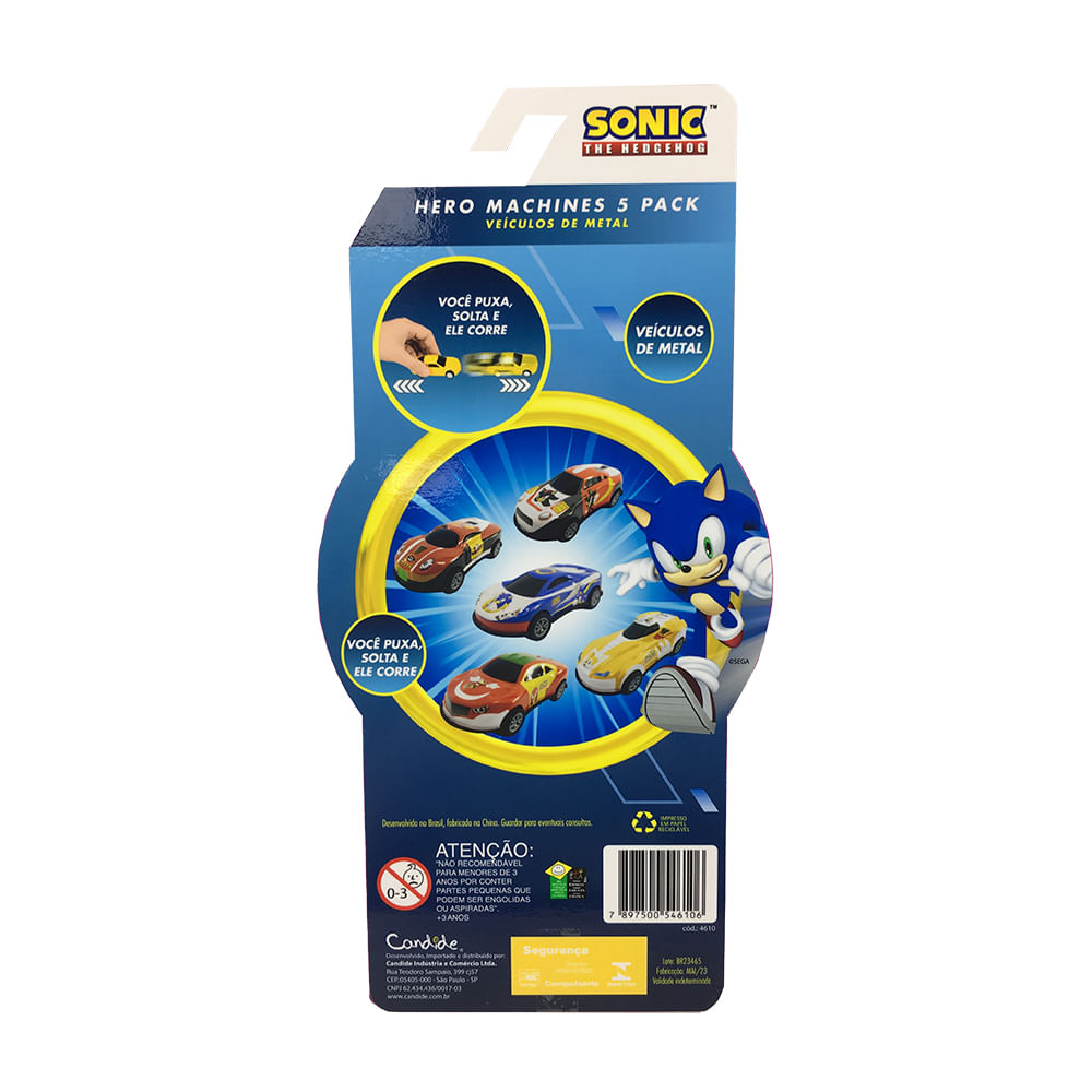 Kit com 5 Mini Carrinhos Pull Back Sonic - Imagem 6
