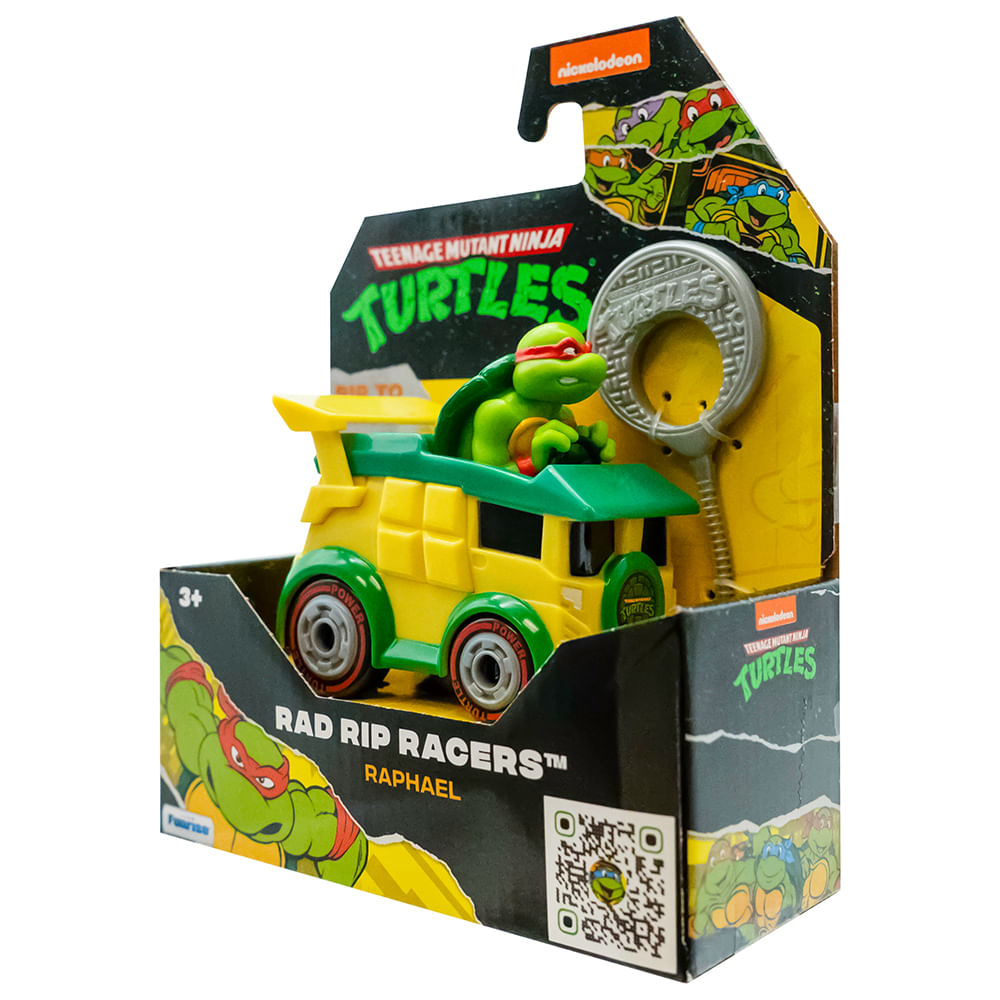 Carrinho de Corda Tartarugas Ninja Rad Rip Racers - Raphael