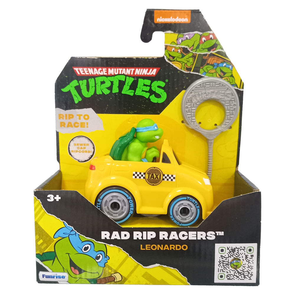 Carrinho de Corda Tartarugas Ninja Rad Rip Racers - Leonardo