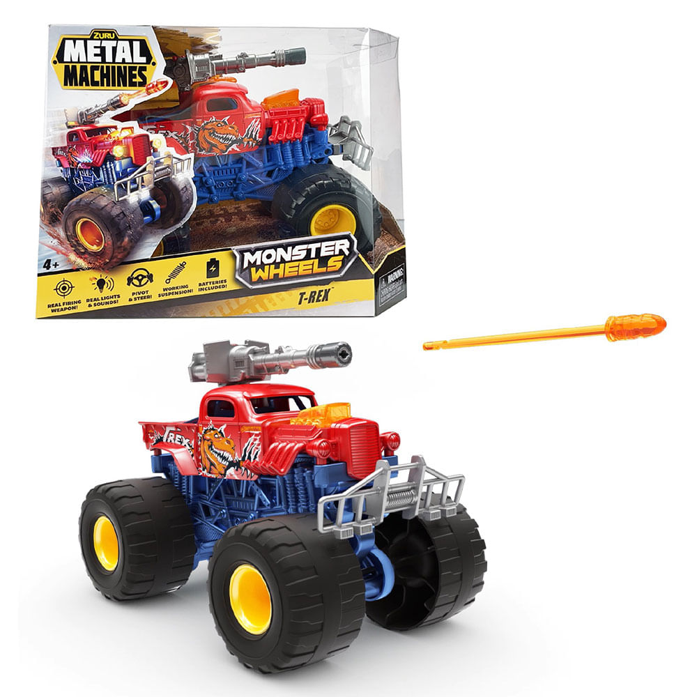 Carrinho Roda Livre Metal Machiness Monster Wheels - Bone Breaker - Vermelho - Imagem 2