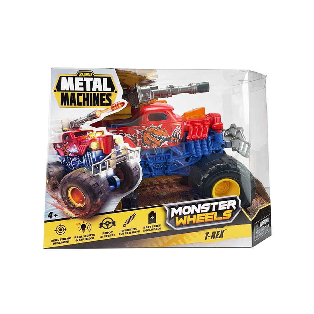 Carrinho Roda Livre Metal Machiness Monster Wheels - Bone Breaker - Vermelho - Imagem 3