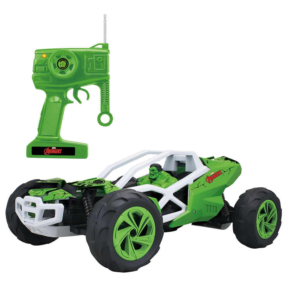 Carrinho de Controle Remoto 7 Funções Vingadores Hulk Monster Buggy