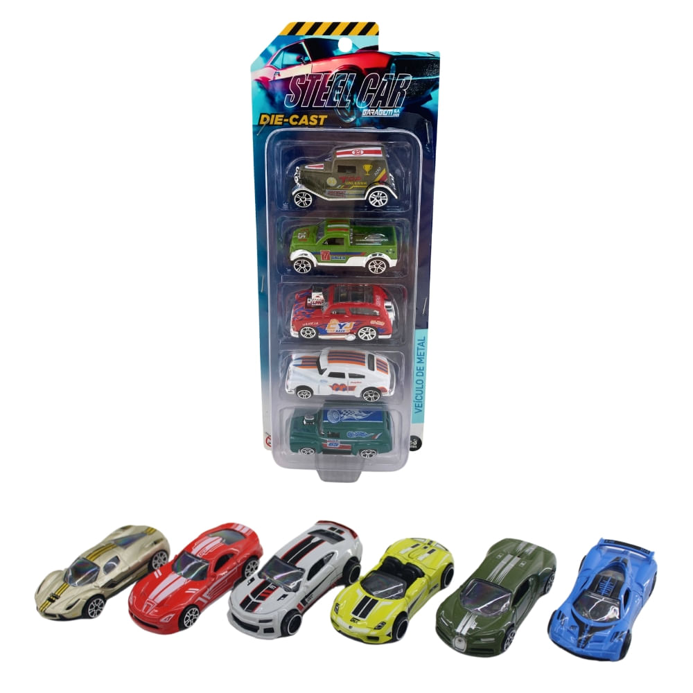 Kit com 5 Mini Carrinhos Die Cast Garagem S.A. - Sortidos