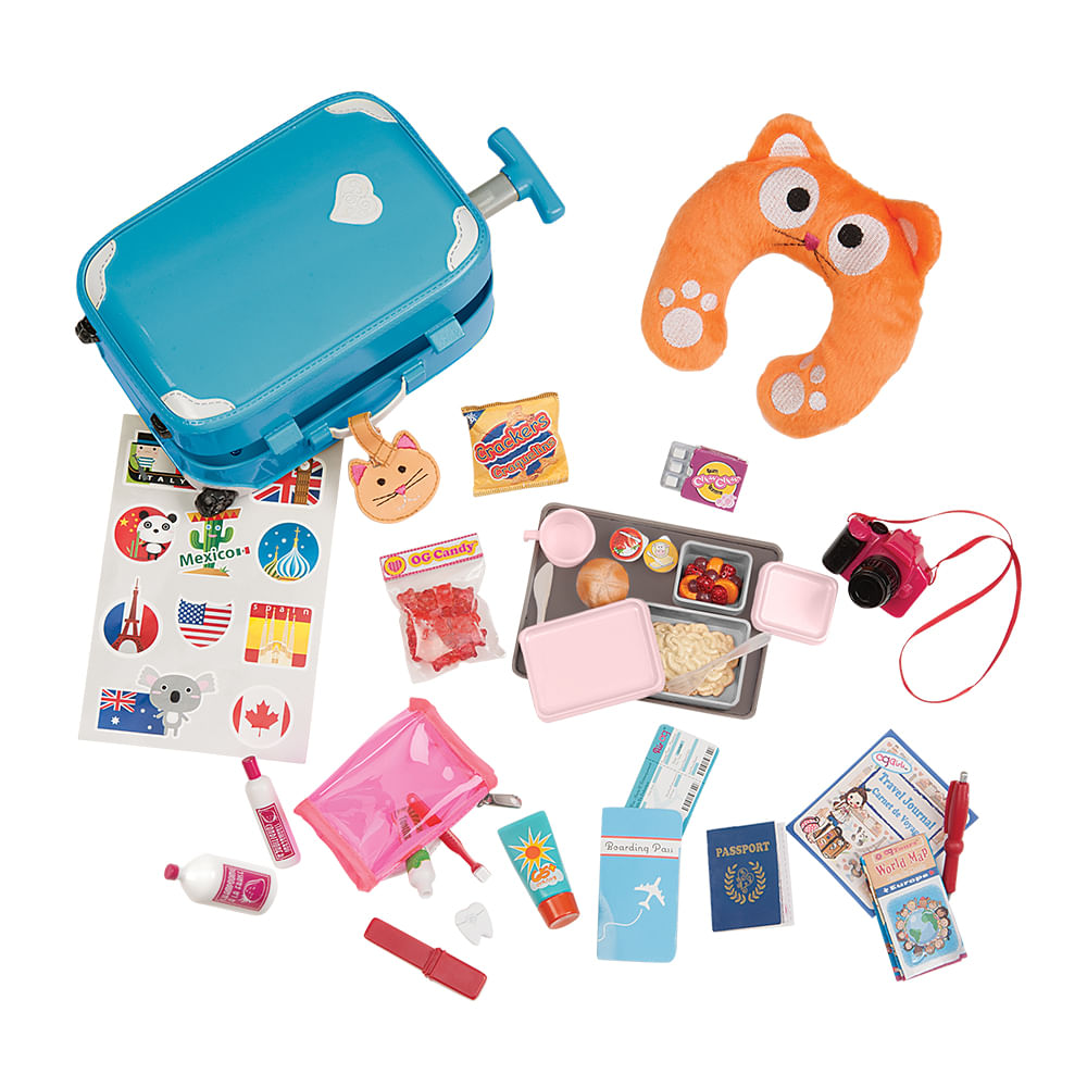 Kit de viagem com Mala de Rodinhas - azul - Our Generation