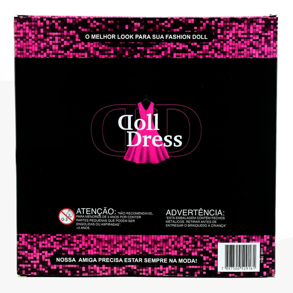 Kit com 2 Vestidos para Bonecas Doll Dress Xadrez e Rosa - Imagem 4