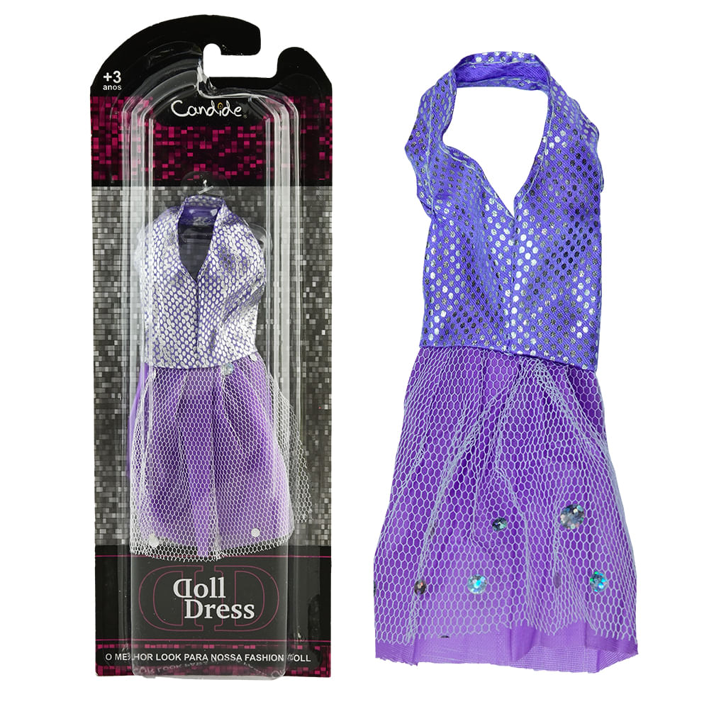 Vestido para Bonecas Doll Dress Basic Roxo