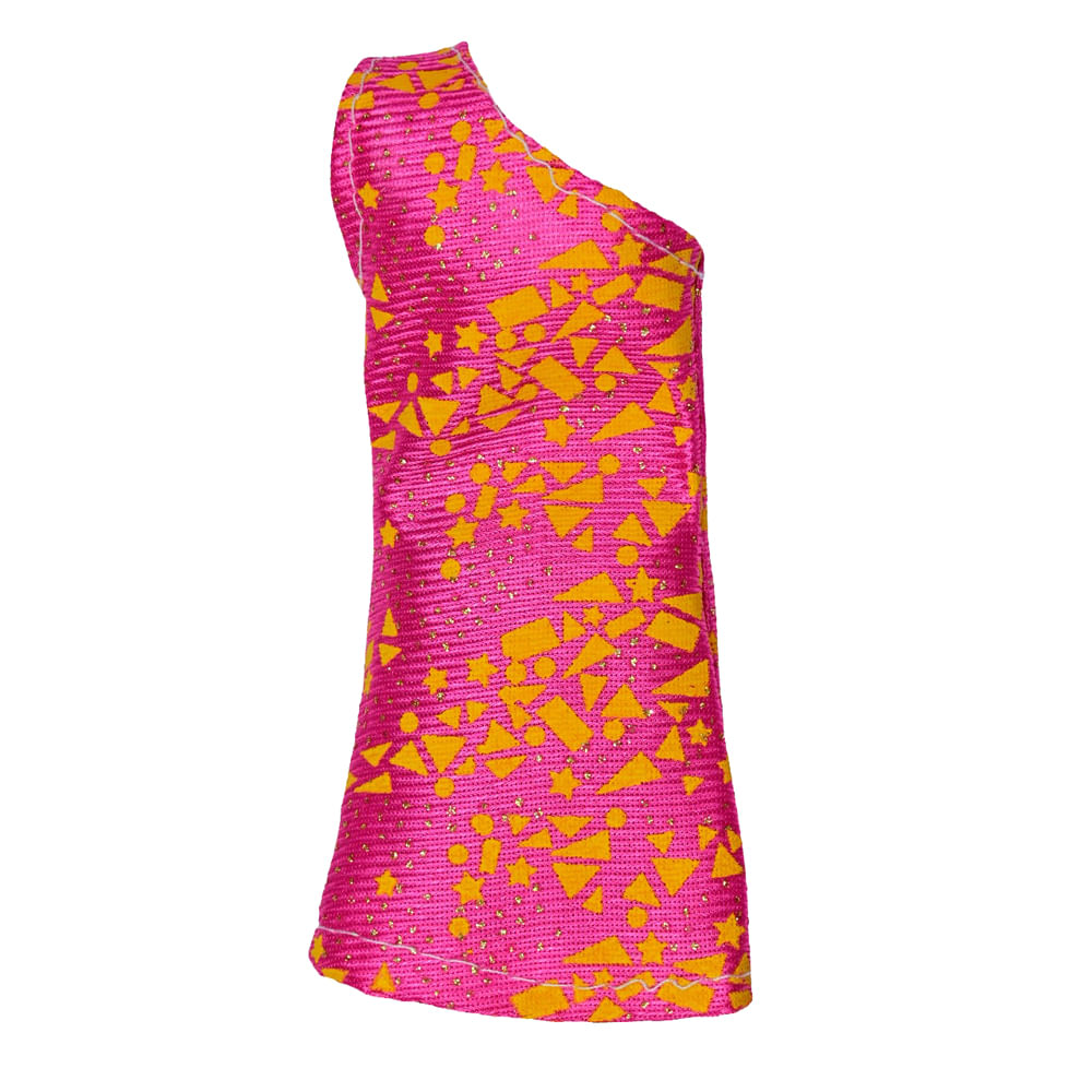 Vestido para Bonecas Doll Dress Basic Rosa Com Amarelo - Imagem 2