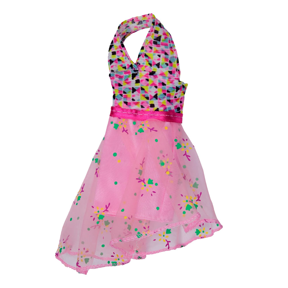 Kit com 2 Vestidos para Bonecas Doll Dress Azul e Rosa - Imagem 3