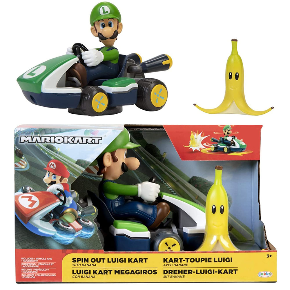 Carrinho de Fricção Super Mario Kart Spin Out - Luigi - Imagem 2