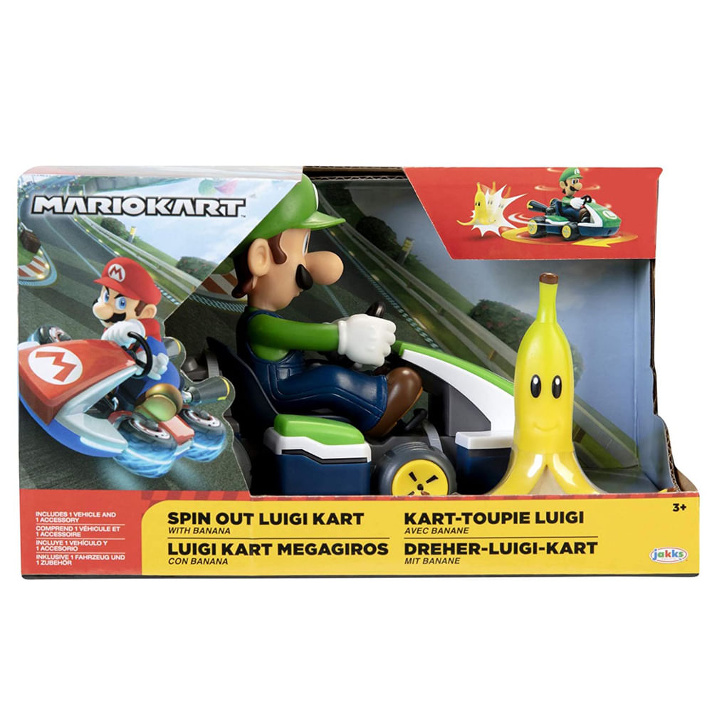 Carrinho de Fricção Super Mario Kart Spin Out - Luigi - Imagem 3