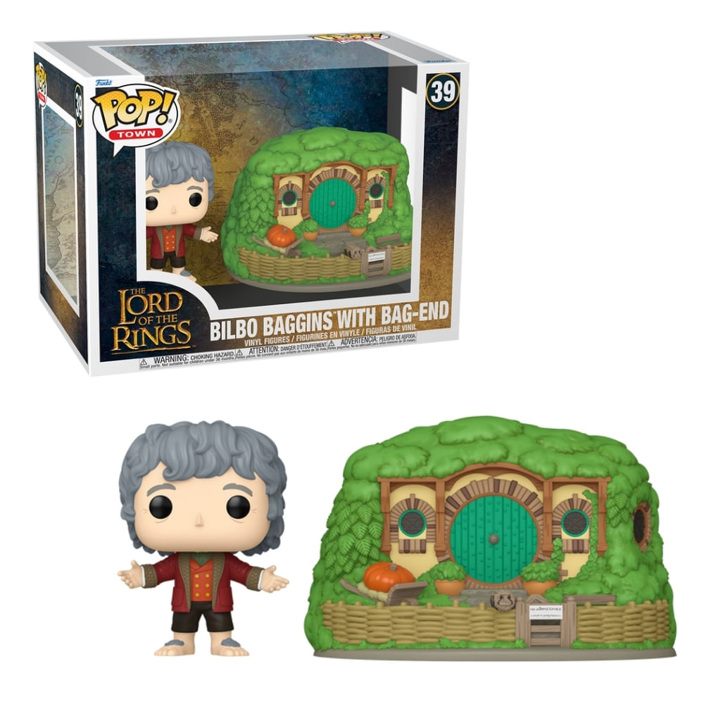 Boneco Funko Pop! Town O Senhor dos Anéis - Bilbo Bolseiro com Bolsão