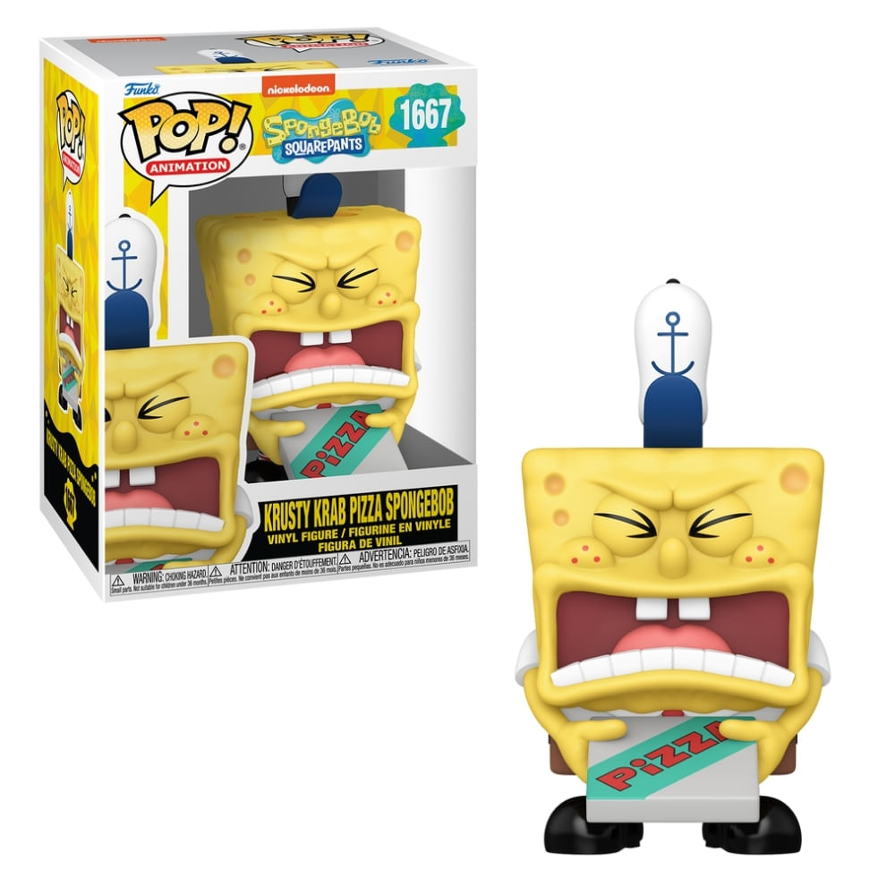 Boneco Funko Pop! Bob Esponja 25 anos - Bob Esponja Entregador de Pizza