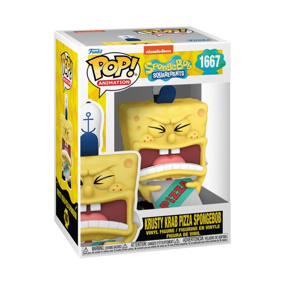 Boneco Funko Pop! Bob Esponja 25 anos - Bob Esponja Entregador de Pizza - Imagem 3