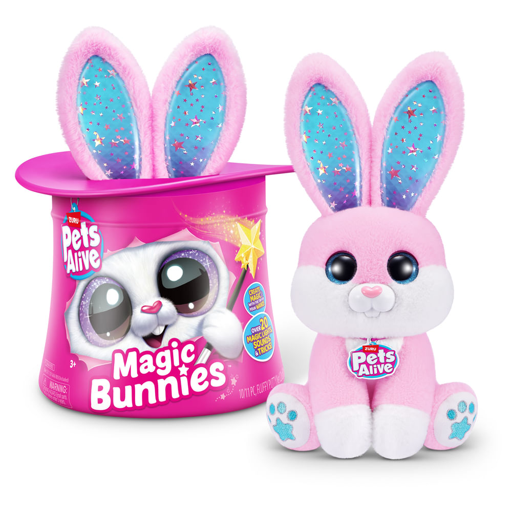 Coelho na Cartola - Pelúcia Pets Alive Magic Bunnies Rosa