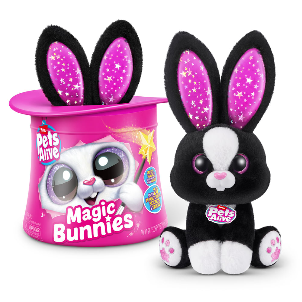 Coelho na Cartola - Pelúcia Pets Alive Magic Bunnies Preto