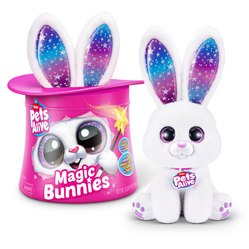 Coelho na Cartola - Pelúcia Pets Alive Magic Bunnies Branco