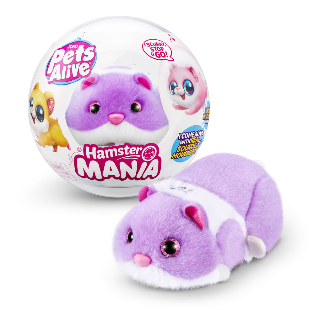 Hamster Mania - Pelúcia Pets Alive - Lilás