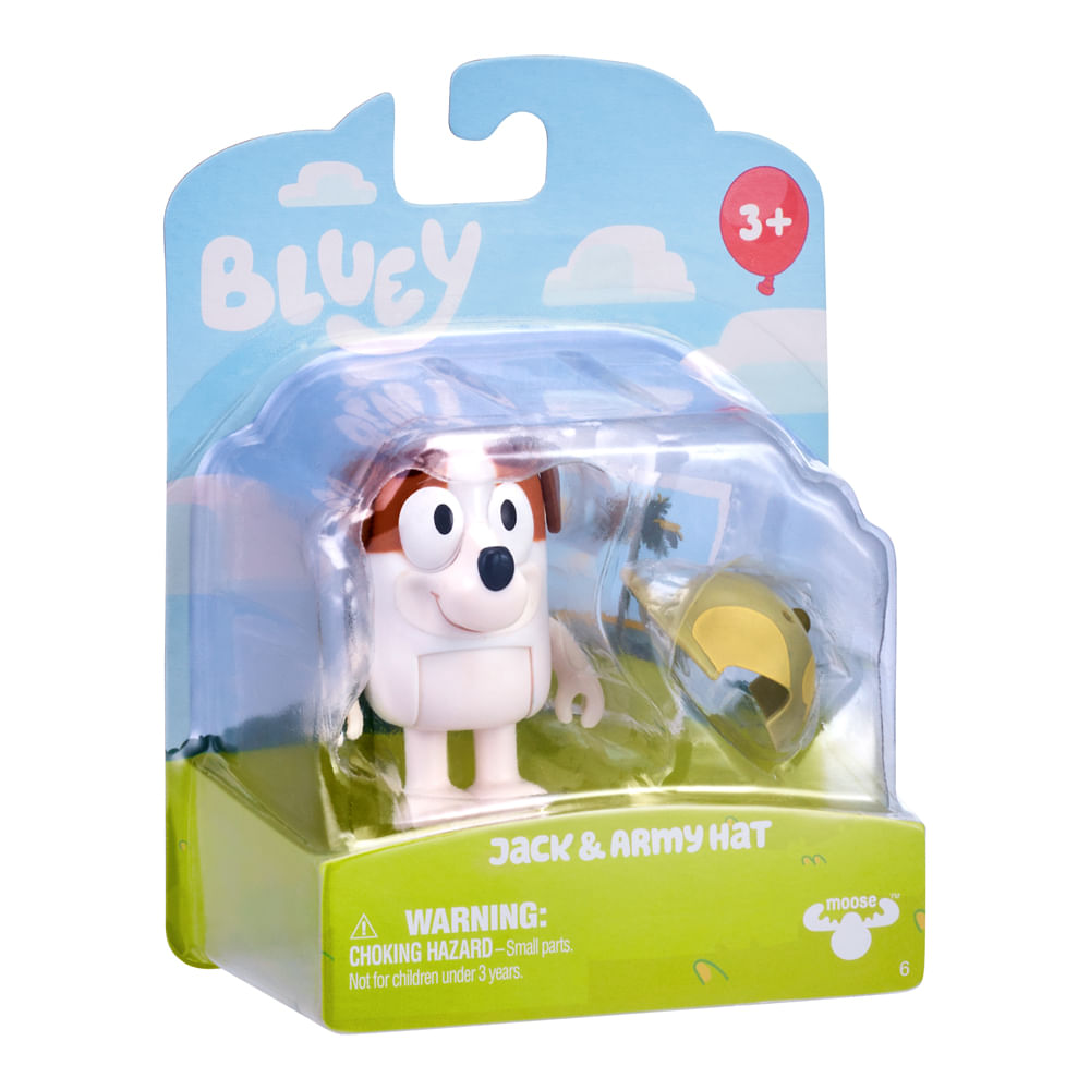Boneco Colecionável 6cm Bluey - Jack Com Chapéu De Soldado - Imagem 3
