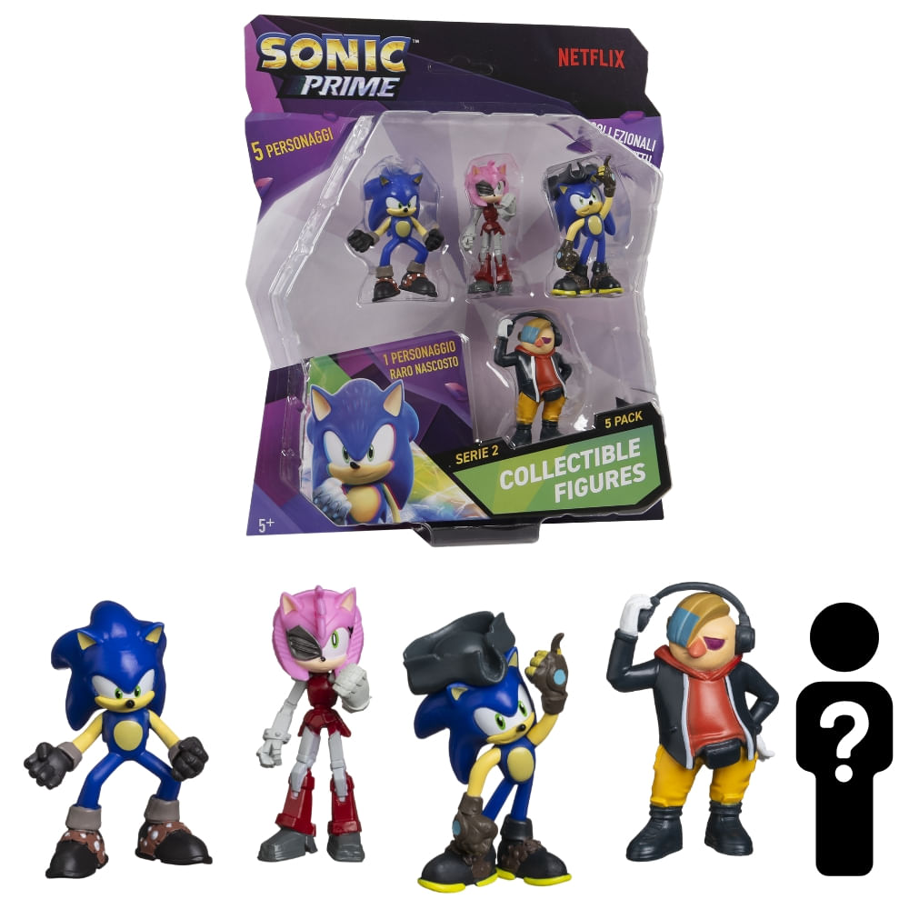 Kit 5 Bonecos Col 6,5cm Sonic, Rose, S.pirata E Dr. Don't