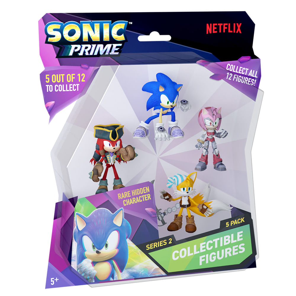 Kit 5 Bonecos Col 6,5cm Tails, Knuckles Pirata, Rose, Sonic - Imagem 4