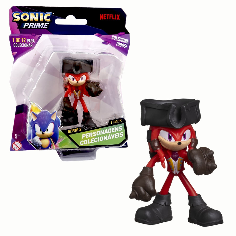 Boneco Colecionável 6,5cm Sonic Prime - Knuckles Pirata
