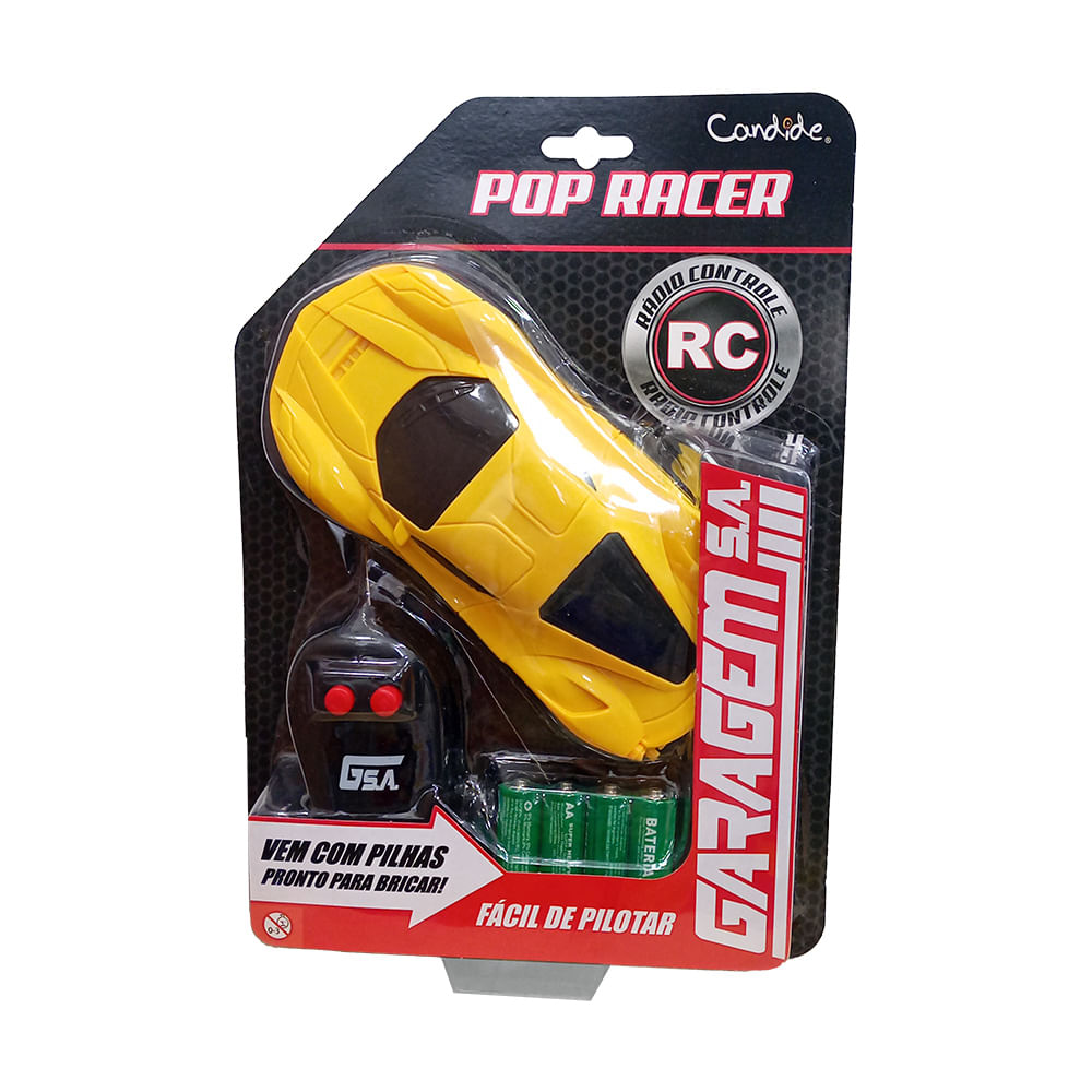 Carrinho C/r Garagem S.a. Pop Racer - Ferrari Amarela - Imagem 3