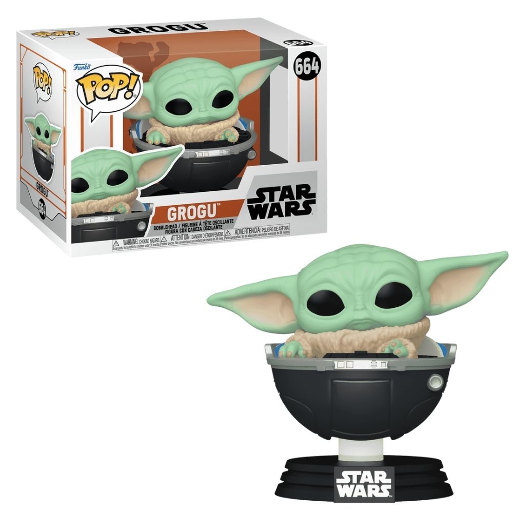 Boneco Funko Pop! Star Wars - Mandalorian - Grogu no Carrinho Flutuante