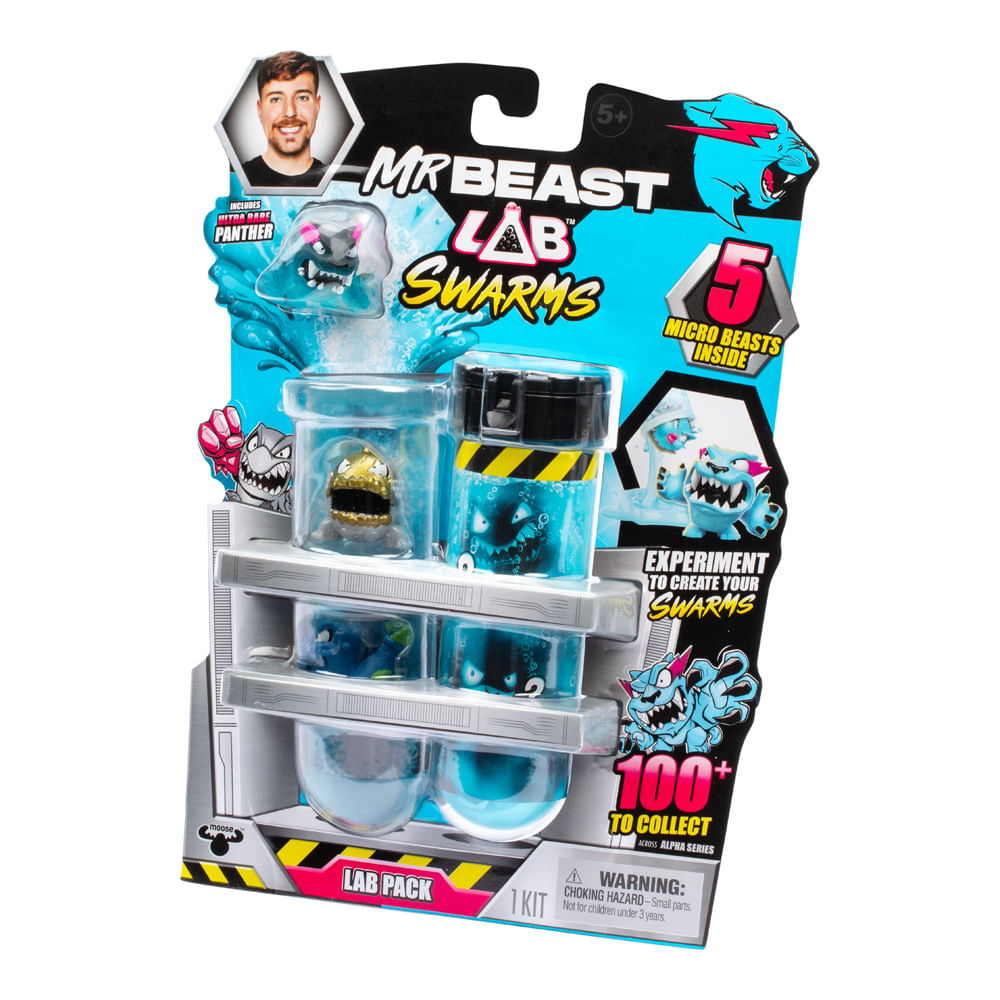Tubo De Ensaio Com 5 Mini Bonecos Swarms Mrbeast Lab