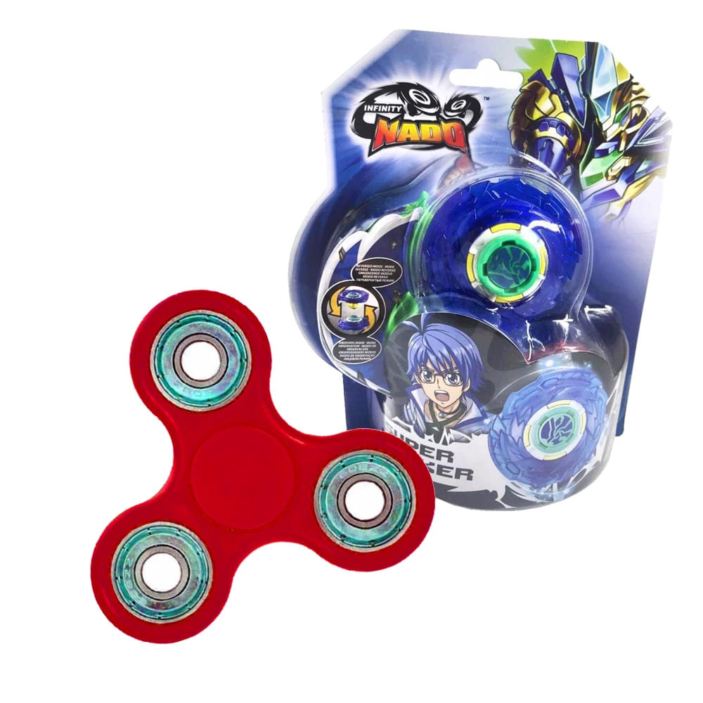 Kit Pião de Batalha Infinity Nado Plastic Series - Azul + Fidget Spinner - Zuru
