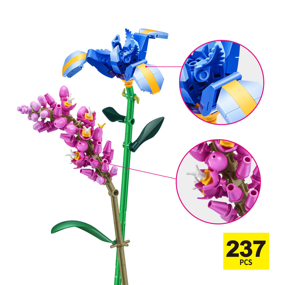 Blocos de Montar Max Premium Flowers - Íris 237 pçs - Imagem 2