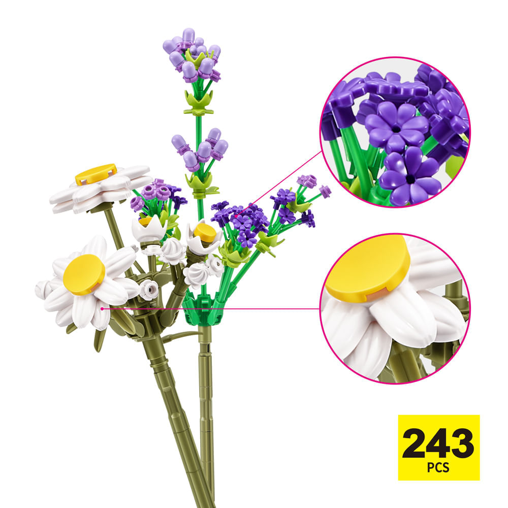 Blocos de Montar Max Premium Flowers - Margarida 243 pçs - Imagem 2