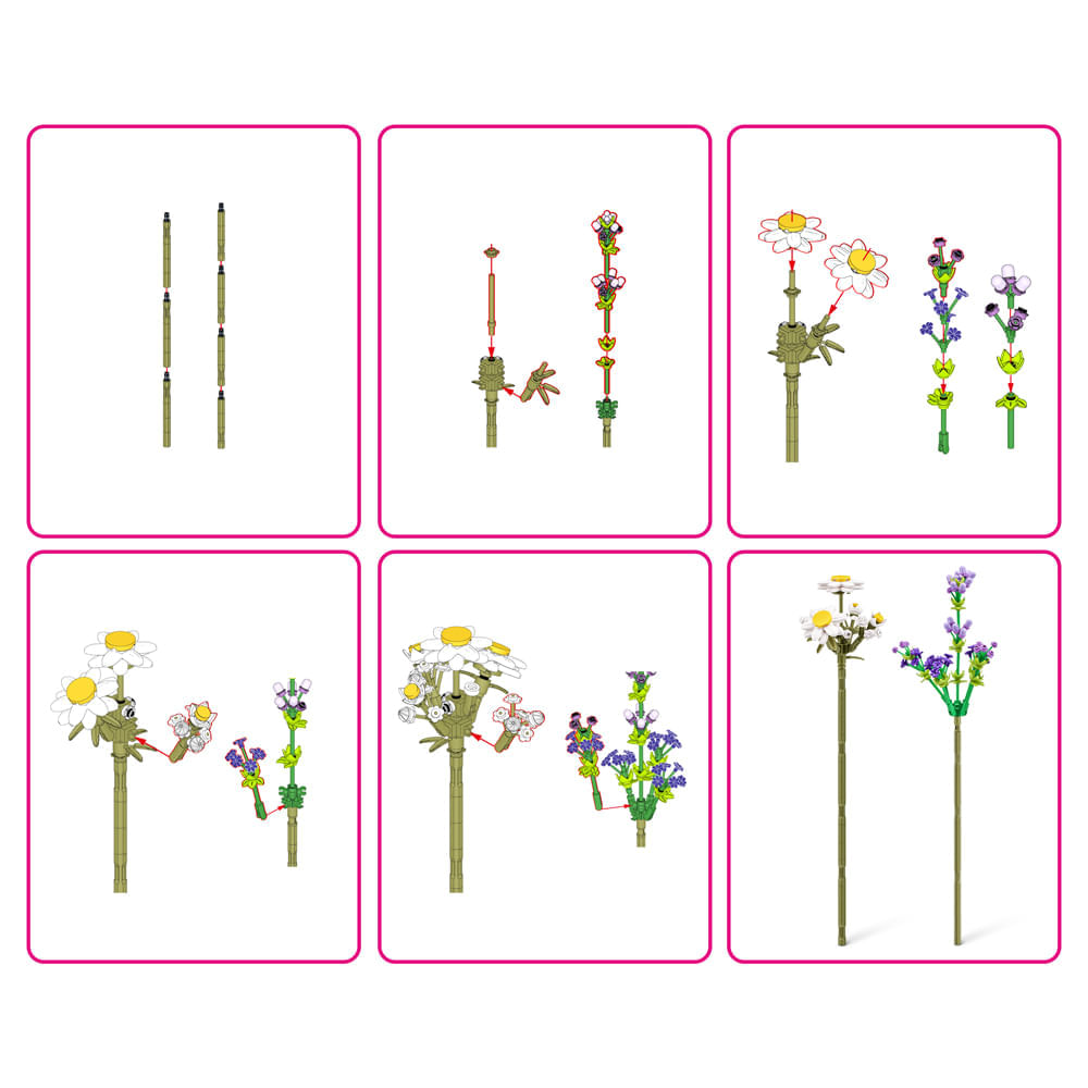 Blocos de Montar Max Premium Flowers - Margarida 243 pçs - Imagem 3