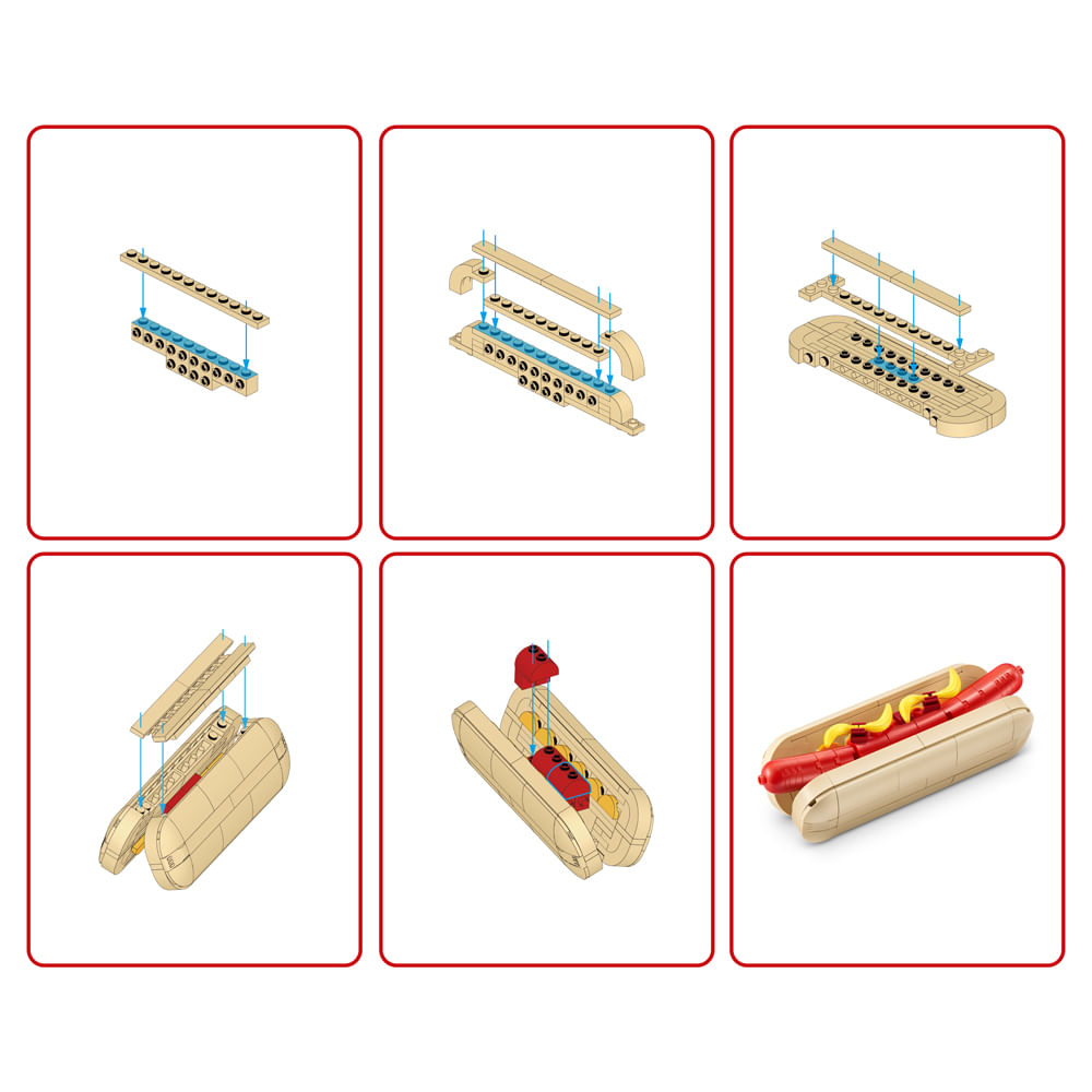 Blocos de Montar Max Premium Snacks Cachorro Quente 170 pçs - Imagem 4