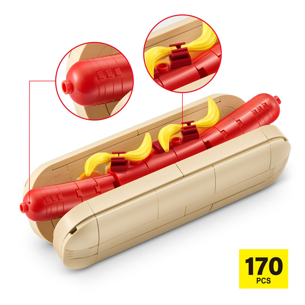 Blocos de Montar Max Premium Snacks Cachorro Quente 170 pçs - Imagem 5