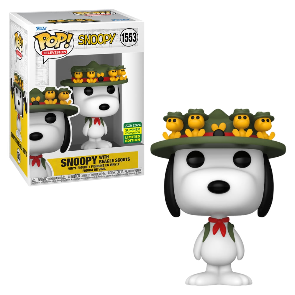 Boneco Funko Pop! Edição Limitada SDCC24 - Snoopy - Snoopy com Escoteiros