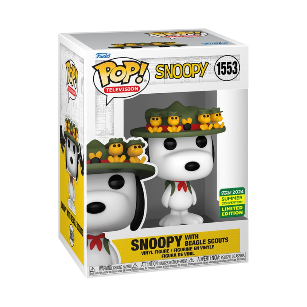 Boneco Funko Pop! Edição Limitada SDCC24 - Snoopy - Snoopy com Escoteiros - Imagem 3
