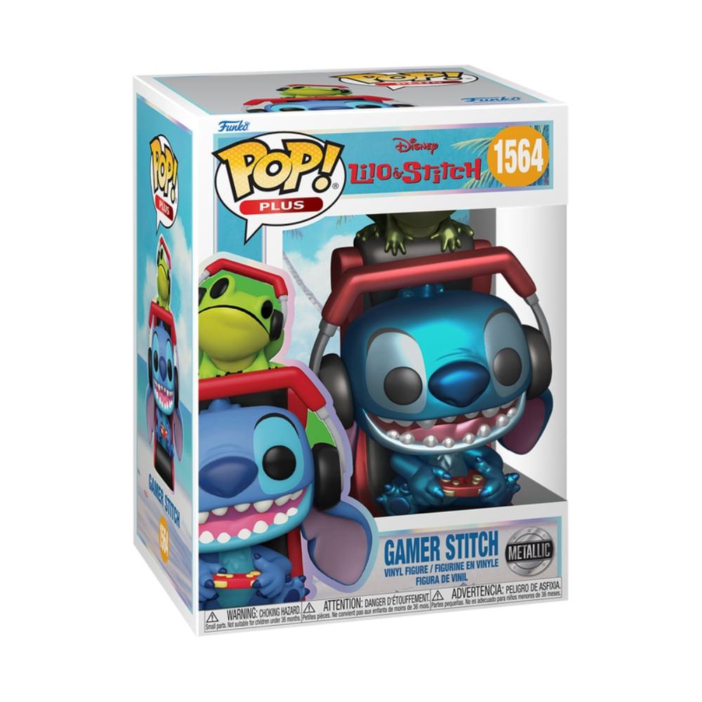 Boneco Funko Pop! Plus Disney Lilo & Stitch - Stitch Gamer (Metálico) - Imagem 2