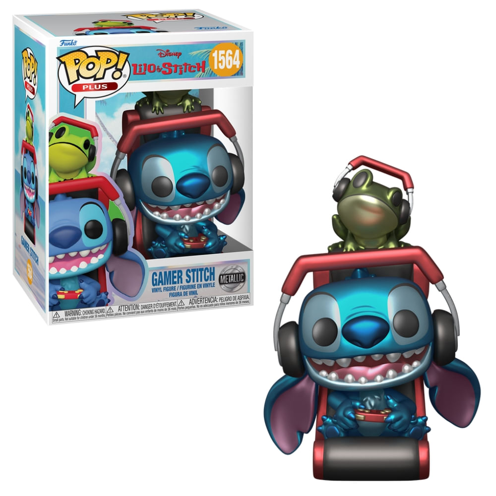 Boneco Funko Pop! Plus Disney Lilo & Stitch - Stitch Gamer (Metálico)