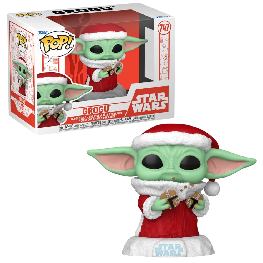 Boneco Funko Pop! Star Wars Mandalorian - Grogu com Biscoito de Natal