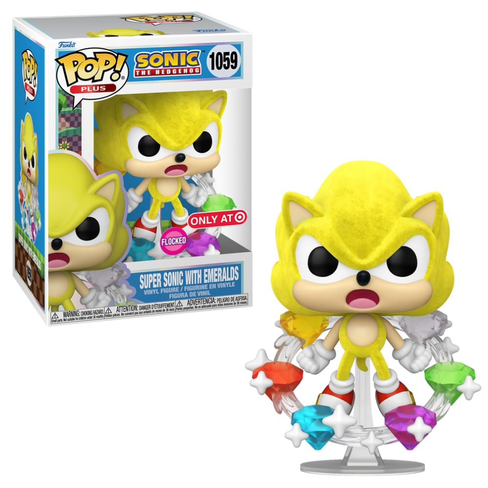 Boneco Funko Pop! Plus Sonic The Hedgehog - Super Sonic com Esmeraldas