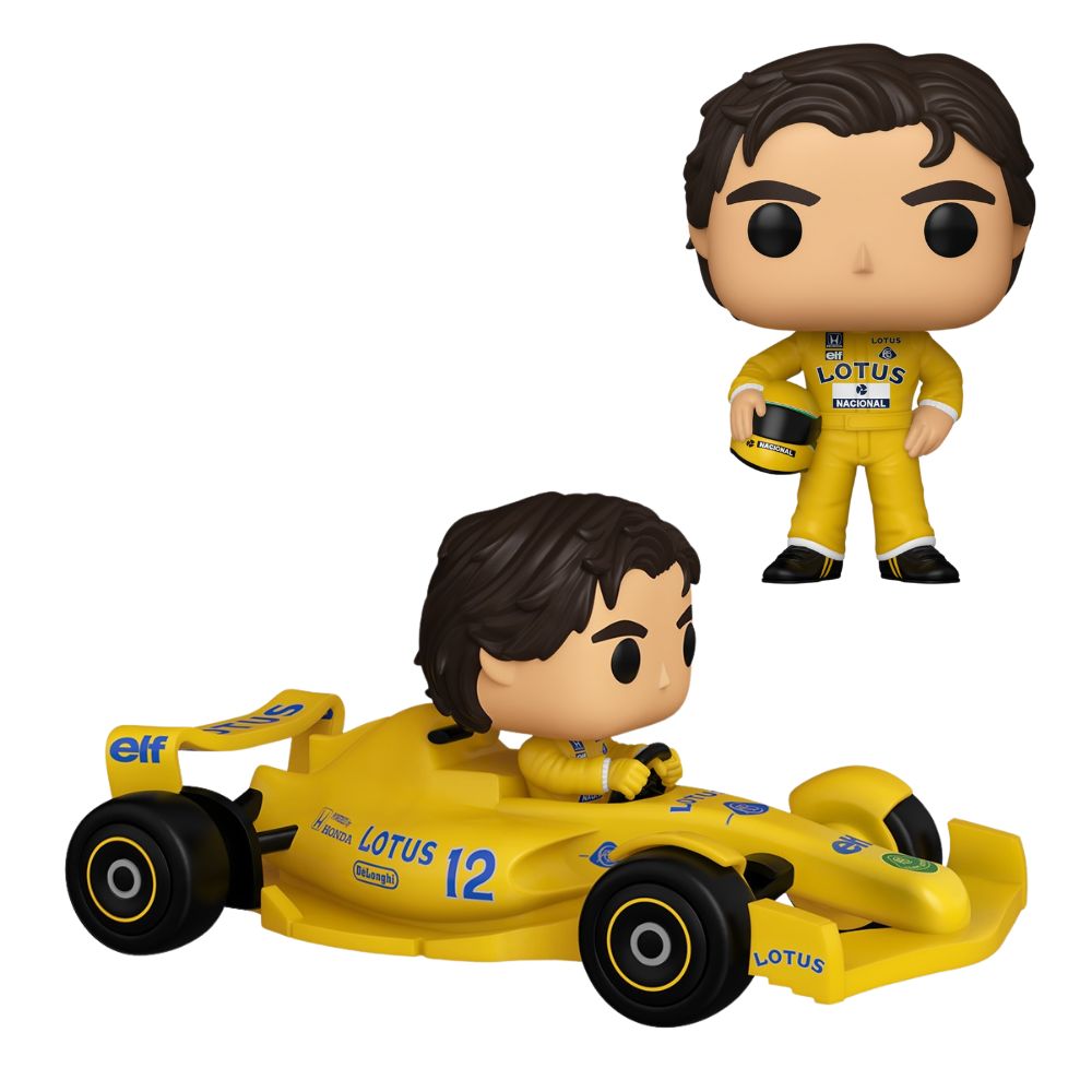 Kit Boneco Funko Pop! Ayrton Senna Rides + Racing Lotus
