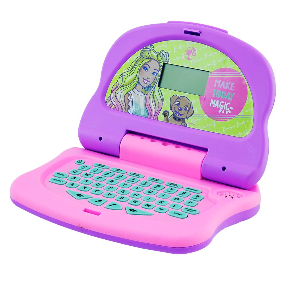 Kit Laptop Infantil Educativo Candide Barbie Charm Tech Bilíngue + 1 Fidget Spinner Sortido - Imagem 2