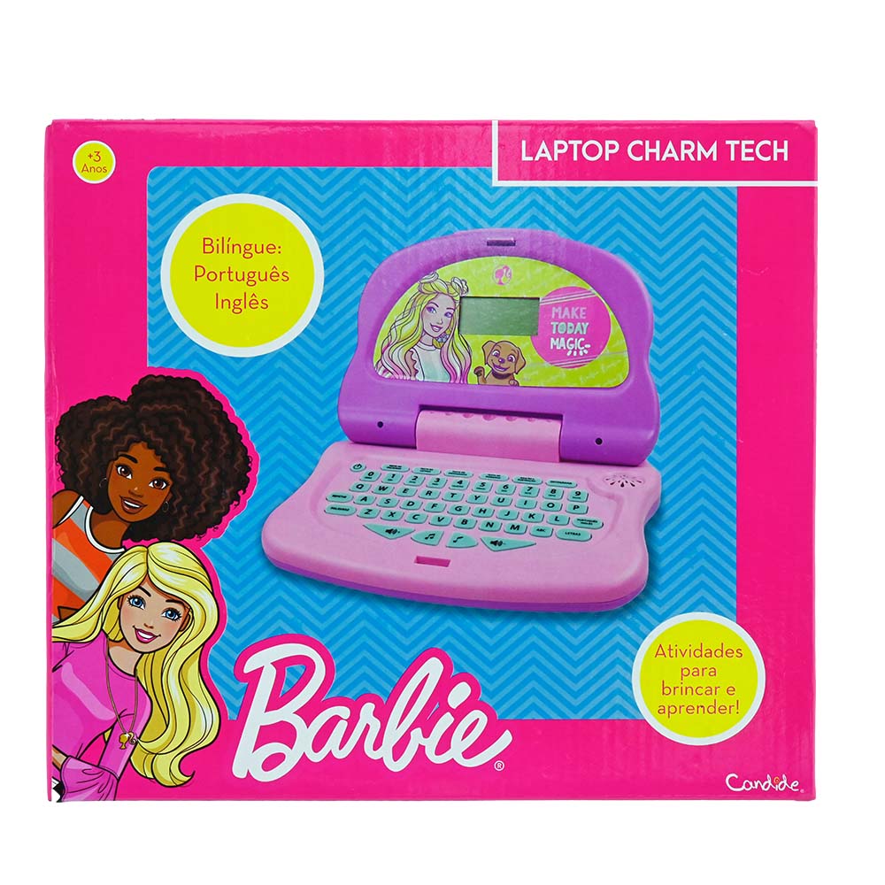 Kit Laptop Infantil Educativo Candide Barbie Charm Tech Bilíngue + 1 Fidget Spinner Sortido - Imagem 4