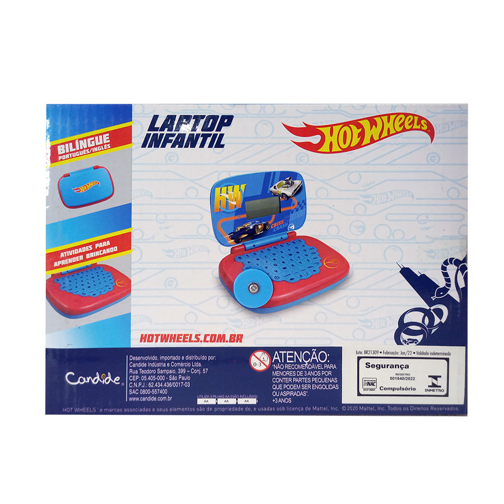 Kit Laptop Infantil Educativo Candide Hot Wheels Bilíngue + 1 Fidget Spinner Sortido - Imagem 5