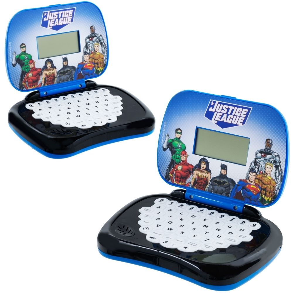 Kit Laptop Infantil Educativo Candide Liga Da Justiça Bilíngue + 1 Fidget Spinner Sortido - Imagem 2