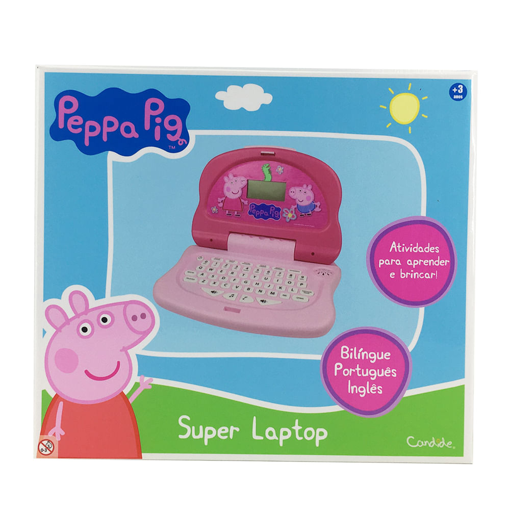Kit Laptop Infantil Educativo Candide Peppa Pig Peppa Tech Bilíngue + 1 Fidget Spinner Sortido - Imagem 4